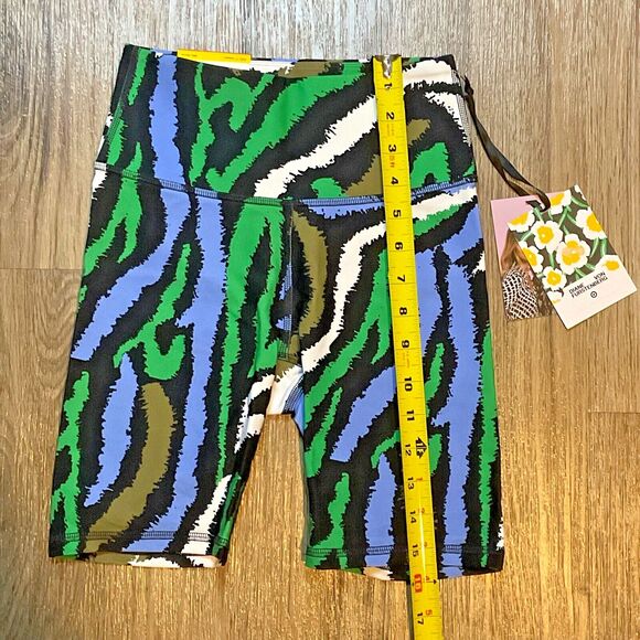 Diane Von Furstenberg DVF Target Disco Zebra Bike Shorts Green Blue Size XXS NWT - Picture 6 of 8